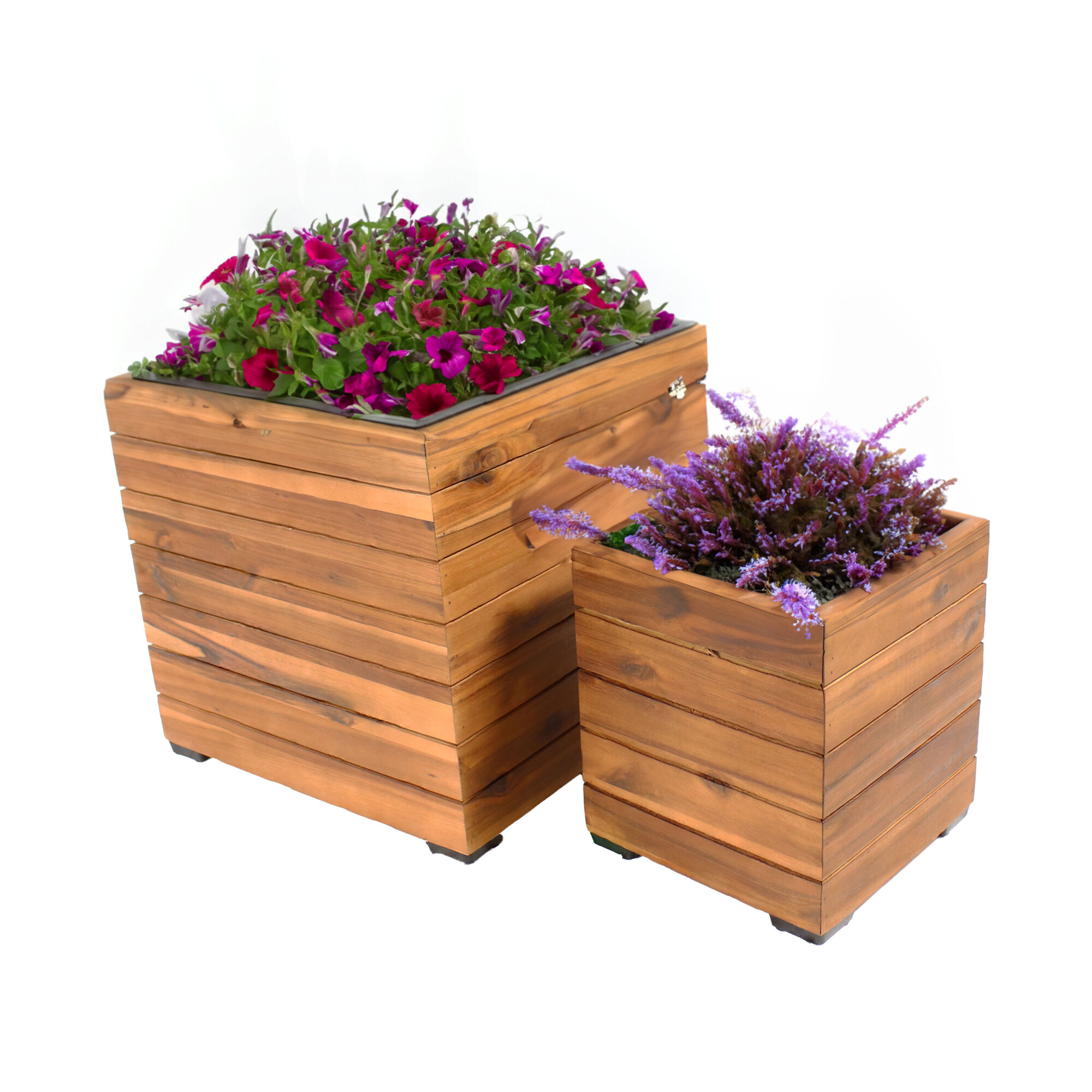 Sunnydaze Decor, 2 Square Planters with Liners - Brown, Model# TAM-345